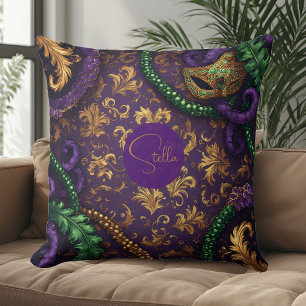 Coussin Perle de luxe Mardi Gras Carnaval Fleur-de-Lis en