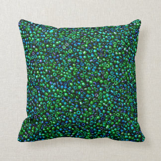 Coussin Perles vertes de graine de Rocaille de paon