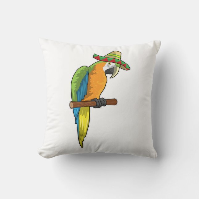 Coussin Perroquet avec casquette de paille (Recto)
