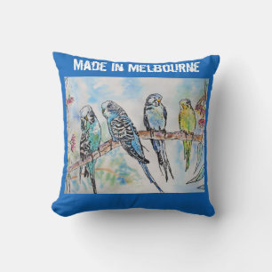 Coussin Perroquet Perruche Budgie Fabriqué à Melbourne 
