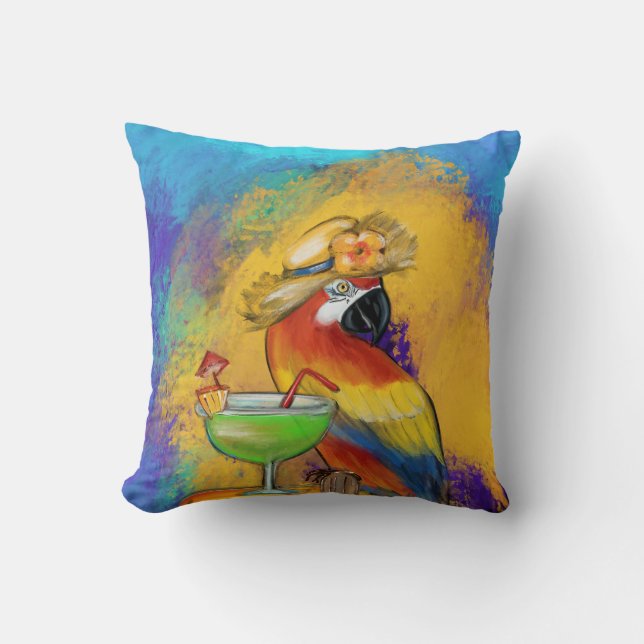 Coussin Perroquets de Fête (Recto)