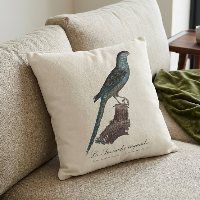 Coussin Perruche terrestre ou Perruche des marais, Pezopor (Ground Parrot or Swamp Parrot, Pezoporus Wallicus. Throw Pillow)