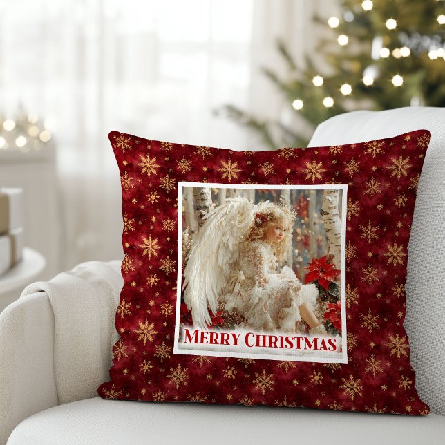 Coussin Personalized Angel Red Gold Kids Gift Best Xmas (Personalized Angel Red Gold Kids Gift Best Christmas Pillow

)