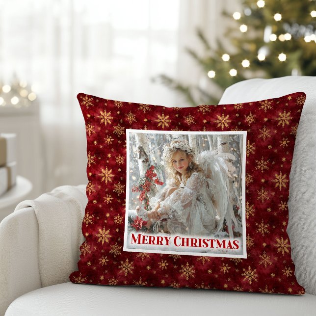 Coussin Personalized Angel Red Gold Kids Gift Christmas  (Personalized Angel Red Gold Kids Gift Christmas Pillow

)