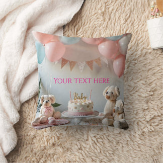 Coussin Personalized Baby Shower Pillow - Sweet Teddy Bear