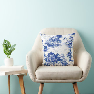 Coussin Personalized Blue French Toile 