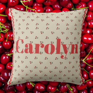 Coussin Personalized Cherry Throw Pillow with Custom Name