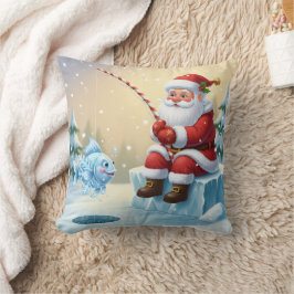Coussin Personalized Christmas Santa Ice Fishing  