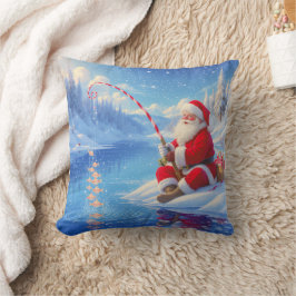 Coussin Personalized Christmas Santa Ice Fishing  