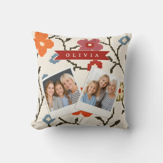 Coussin Personalized Folk Scandi Boho Vintage Floral 