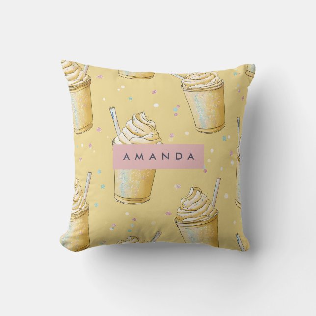 Coussin Personalized Golden Vanilla Milkshake Sparkle (Recto)