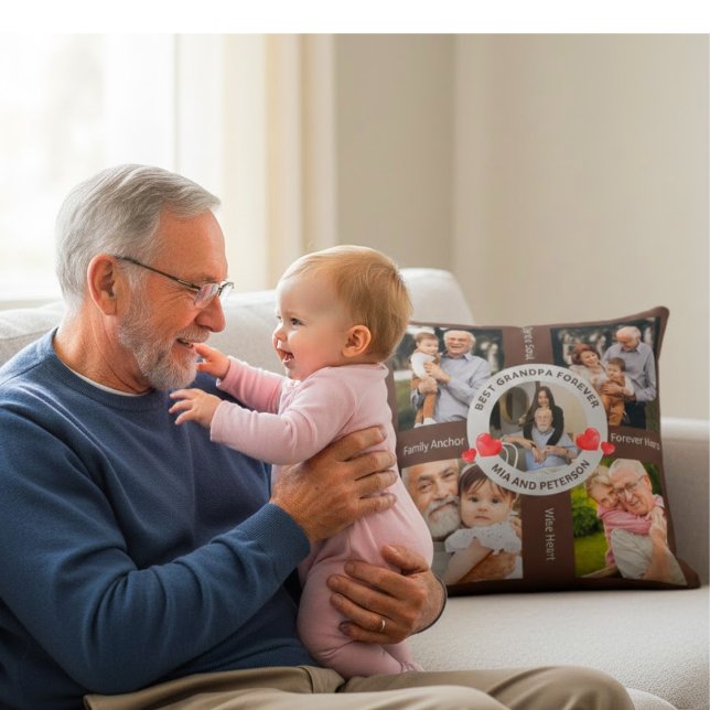 Coussin Personalized Grandpa & Granddaughter Photo (Créateur téléchargé)