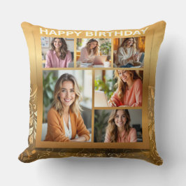Coussin Personalized Happy Birthday Photo Collage