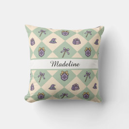Coussin Personalized Magical Girl Name Green Witch Wizard