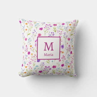 Coussin Personalized Monogram - Elegant Modern Floral 