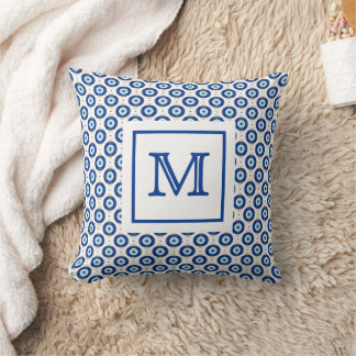 Coussin Personalized Monogram Modern Evil Eye Pattern 