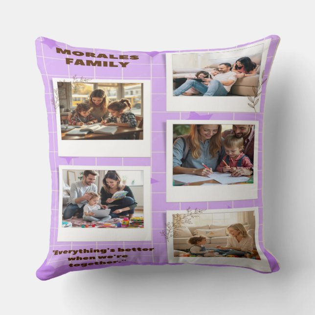 Coussin Personalized Morals Family Photo Collage  (Verso)