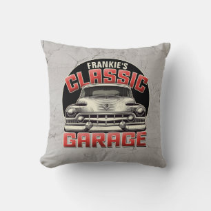 Coussin PERSONALIZED NAME Classic Car Garage Custom Shop