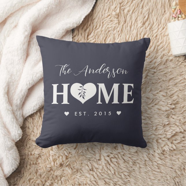Coussin Personalized Name Dark-Blue Grey HOME  (Couverture)