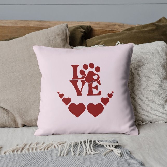 Coussin Personalized Pet Lovers Red Heart Valentine's Day (Créateur téléchargé)