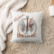 Personalized pillow Rock and Roll, guitare et aile