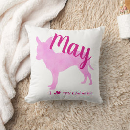 Coussin Personalized Pink Chihuahua Throw Pillow チワワ