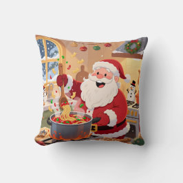 Coussin Personalized Santa Chef Pasta Night Throw Pillow