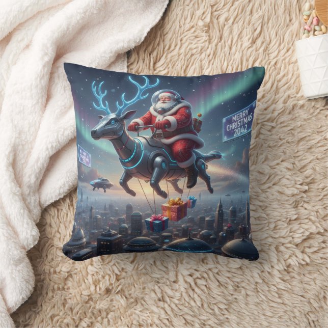 Coussin Personalized Santa's High-Tech Delivery Drone (Couverture)