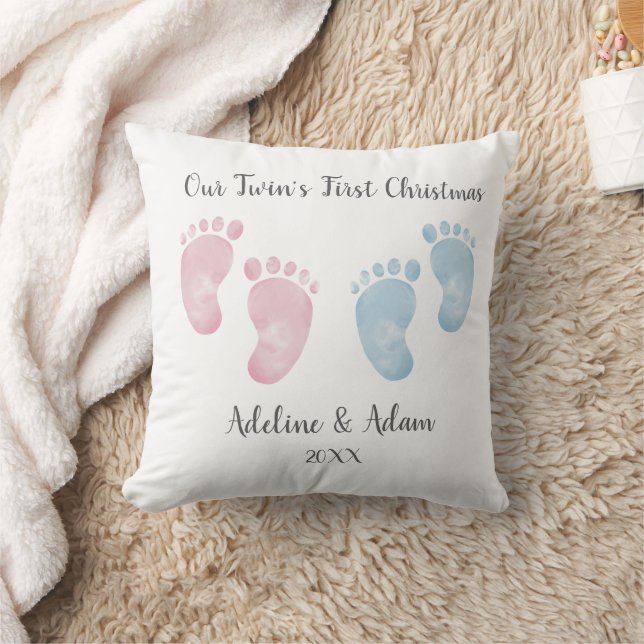 Coussin Personalized Twin Baby Footprint Pillow (Couverture)