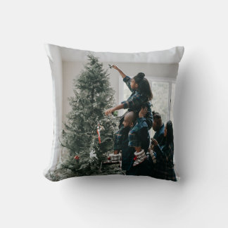Coussin Personalized Two Sided Family Christmas Photo 