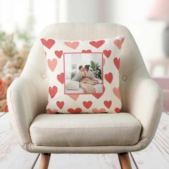 Coussin Personalized Valentine Photo Heart Throw Pillow (Créateur téléchargé)