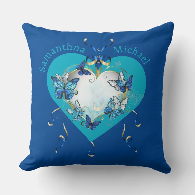 Coussin Personalized Whimsical Butterflies Heart (Recto)