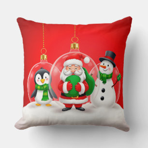 Coussin Personnages de vacances joyeux Père Noël, Manchot