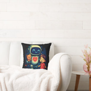 Coussin Personnages d'IA et de Robot – Collection de Desig