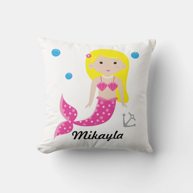 Coussin personnalisable mignon de sirène - sous la (Recto)