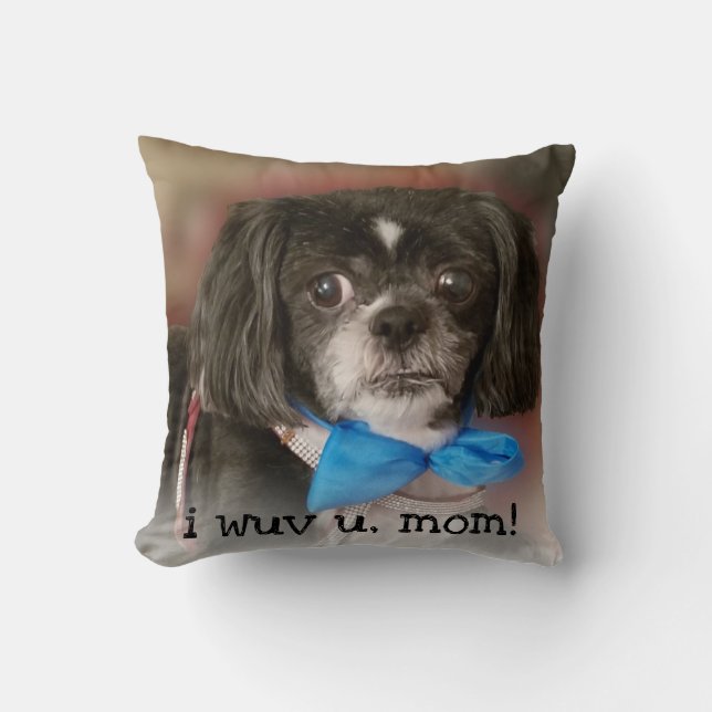 Coussin Personnalisation Cute Pet Photo I Wuv U Love Citat (Recto)
