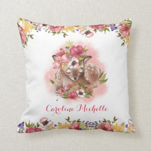 Coussin Personnalisation de la petite fille florale de cou