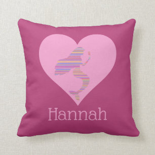 Coussin Personnalisation du coeur de la sirène rose pourpr