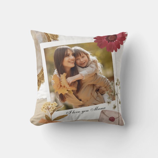 Coussin Personnalisation moderne Je t'aime Maman Photo (Recto)