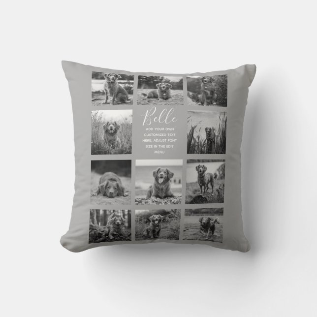 Coussin Personnalisé 11 Photo Collage Gris (Recto)