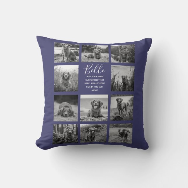 Coussin Personnalisé 11 Photo Collage Navy Blue (Recto)