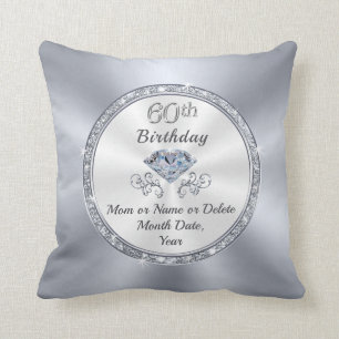 Coussin Personnalisé 60e anniversaire présent pour maman, 