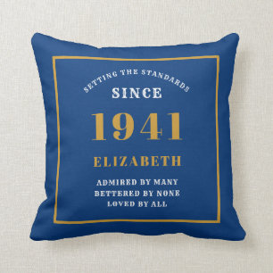 Coussin Personnalisé 80e anniversaire 1941 Elégant Chic Bl