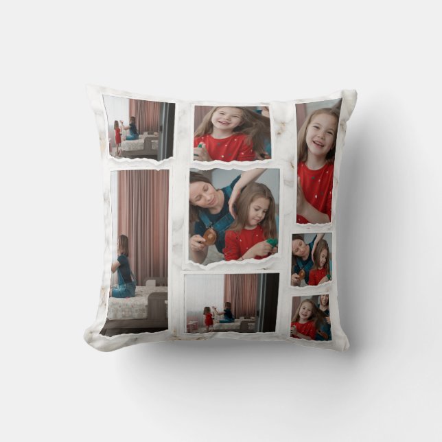 Coussin Personnalisé 8 Huit Photo Collage Moderne Famille  (Recto)