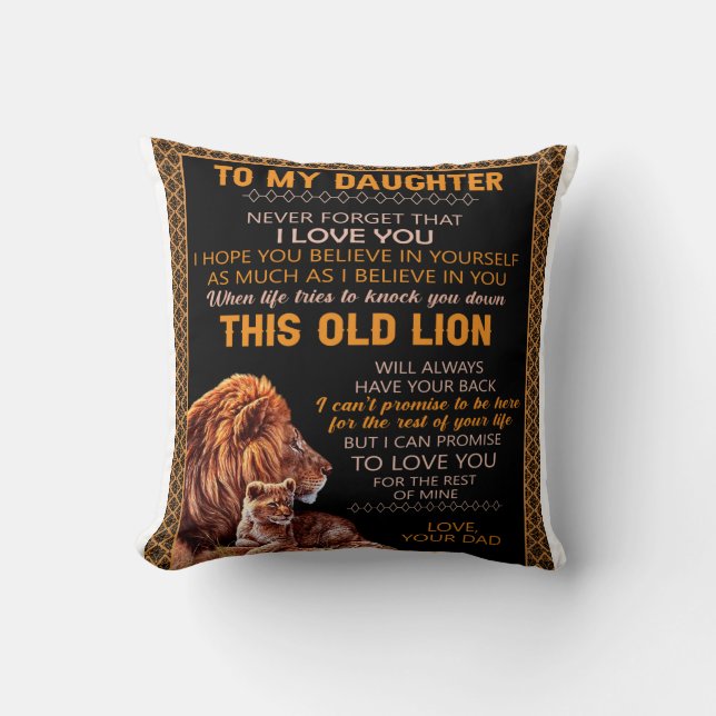 Coussin Personnalisé À Ma Fille Blanche Lion (Recto)