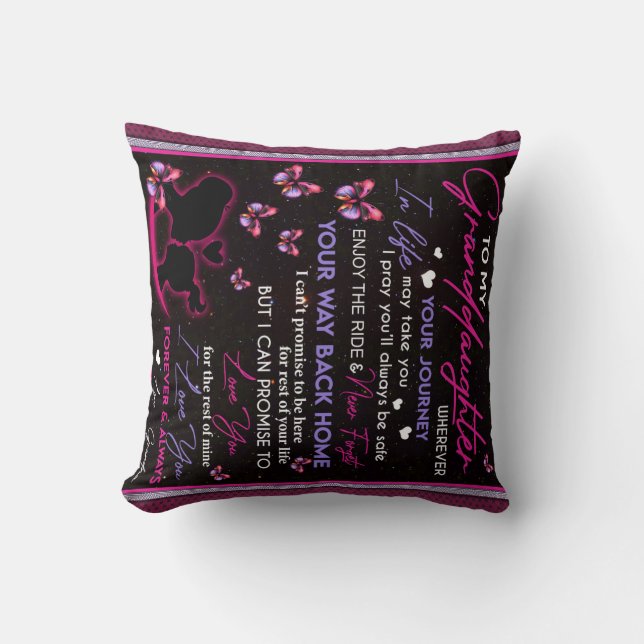 Coussin Personnalisé À Ma Petite-Fille Papillon (Recto)