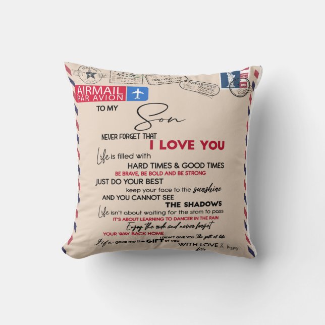 Coussin Personnalisé À Mon Fils, Le Cadeau D'Anniversaire (Recto)