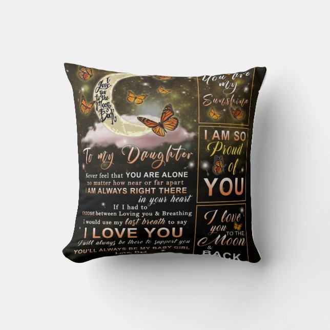 Coussin Personnalisé À Mon Papillon Fille De Papa (Recto)