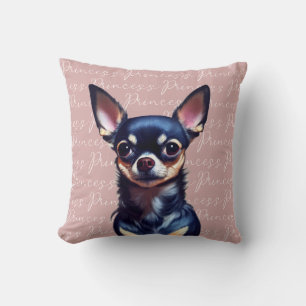 Coussin Personnalisé Adorable Chihuahua rose