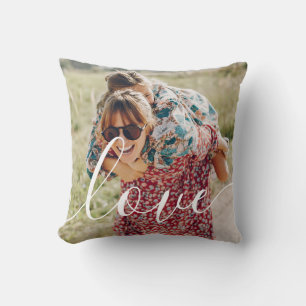 Coussin Personnalisé avec 2 Photo Moderne Écriture Amour F